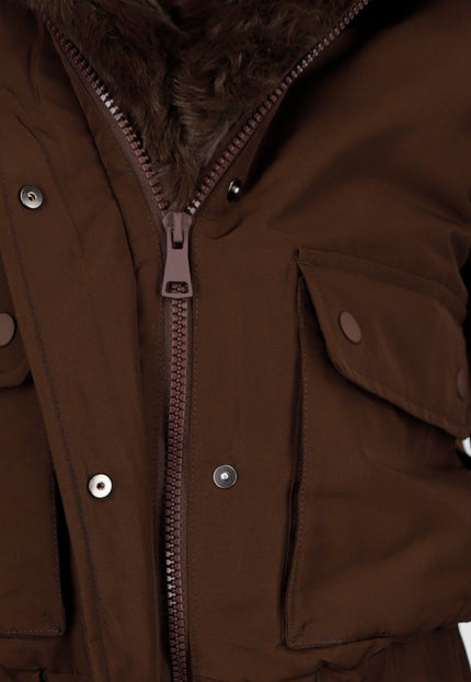 WINTER Donkerbruine Jas met Bontkraag