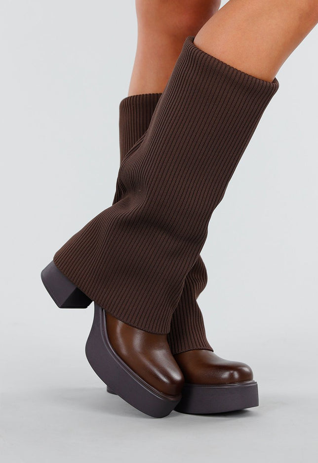 NEW081025 Donkerbruine Plateau Laarzen