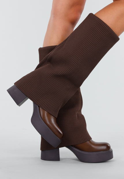 NEW081025 Donkerbruine Plateau Laarzen