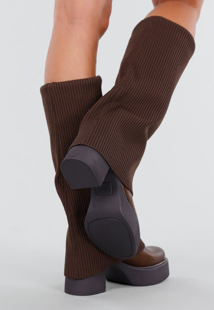 NEW081025 Donkerbruine Plateau Laarzen