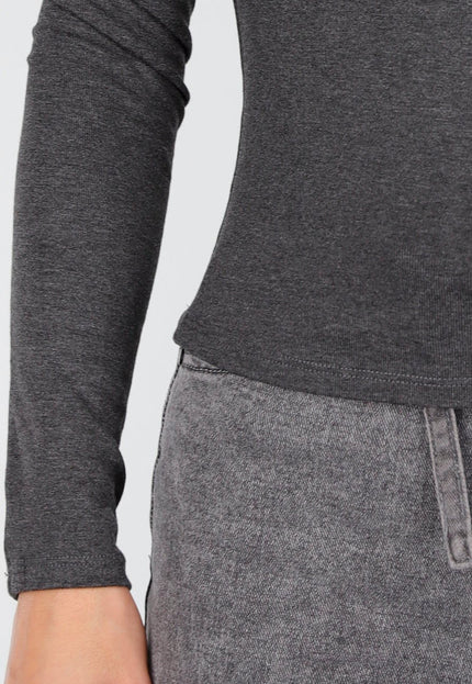 NEW081025 Donkergrijze One Shoulder Top