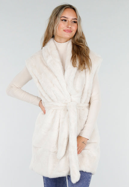 NEW081025 Faux Fur Bodywarmer Crème