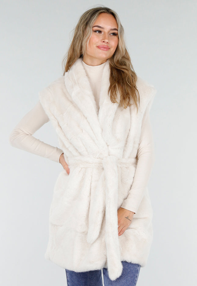 NEW081025 Faux Fur Bodywarmer Crème