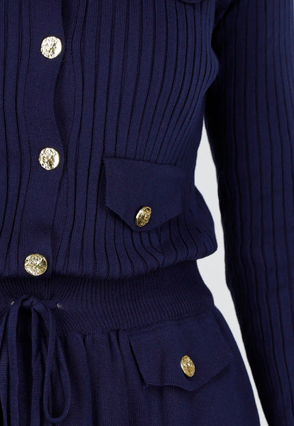 NEW081025 Geribde Stretch Two Piece Navy