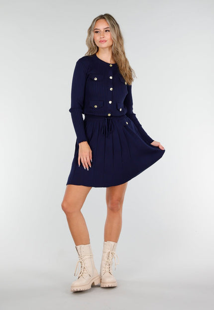 NEW081025 Geribde Stretch Two Piece Navy