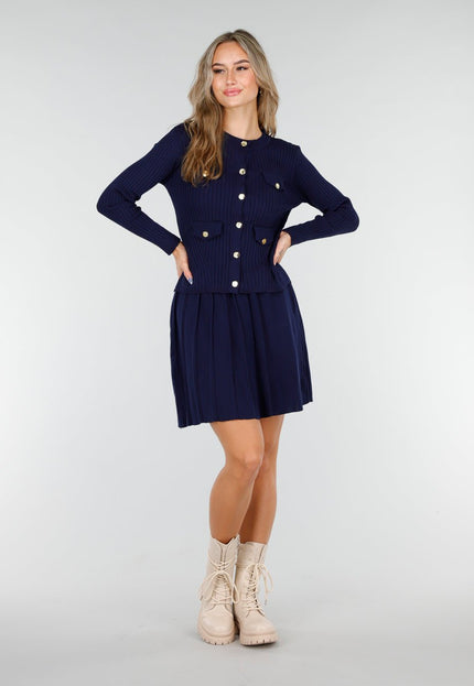 NEW081025 Geribde Stretch Two Piece Navy