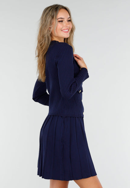 NEW081025 Geribde Stretch Two Piece Navy