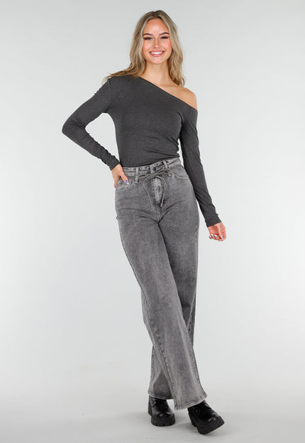 Redial Jeans Grijze Stretch Wide Leg Jeans