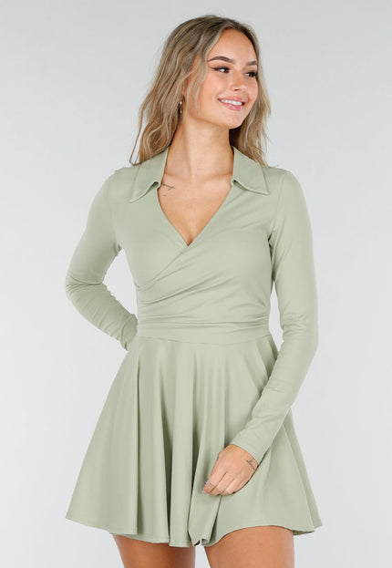 NEW081025 Groen Stretch Tennisjurkje