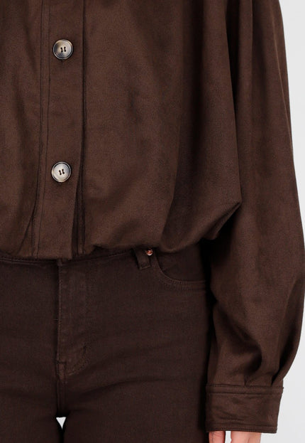 NEW081025 Faux Suede Bubble Hem Jacket