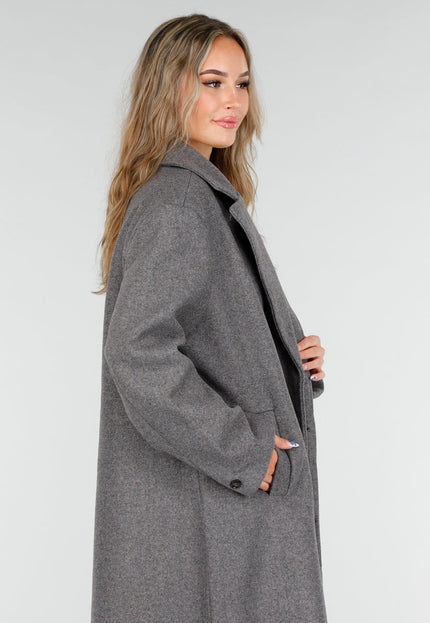 NEW081025 Lange Grijze Jas