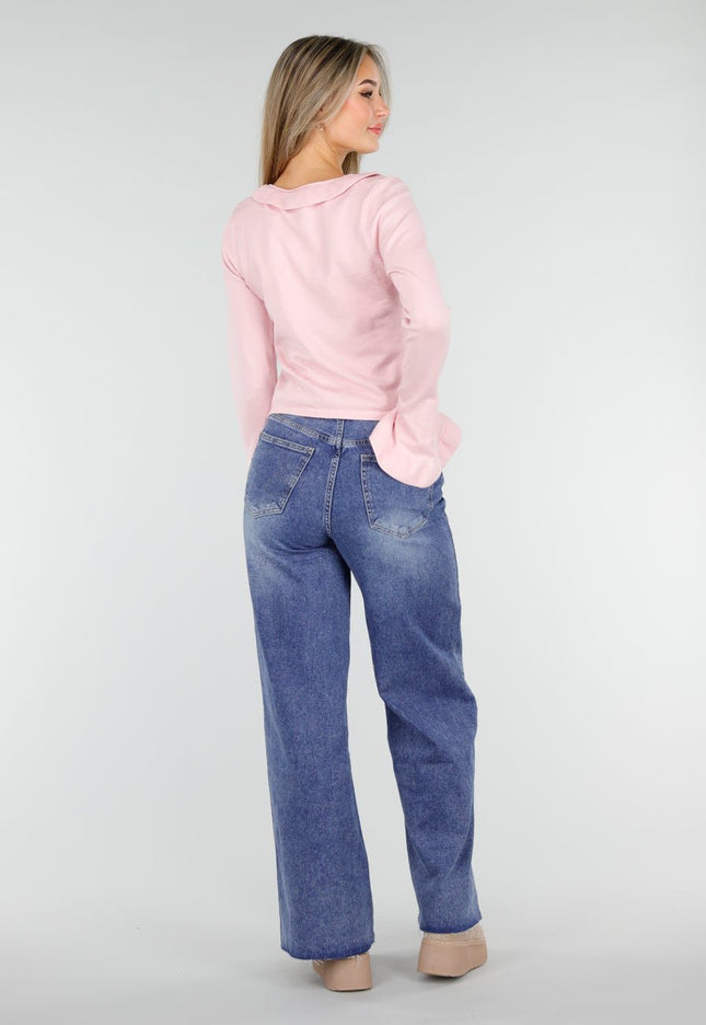 OP=OP.AV.10 Lichtroze Top met Ruches