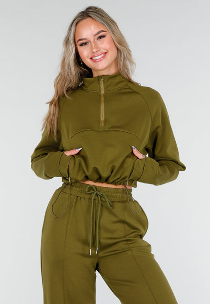 NEW081025 Olijfgroene Cropped Trui