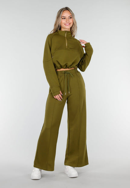 NEW081025 Olijfgroene Cropped Trui