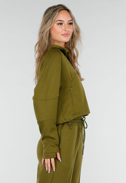 NEW081025 Olijfgroene Cropped Trui