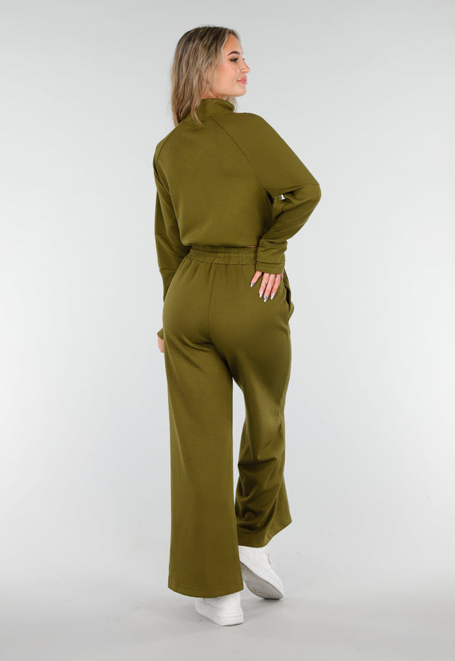 NEW081025 Olijfgroene Cropped Trui