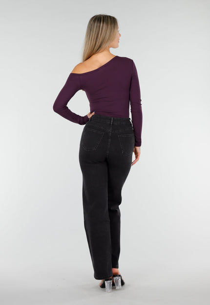 NEW081025 One Shoulder Top Paars