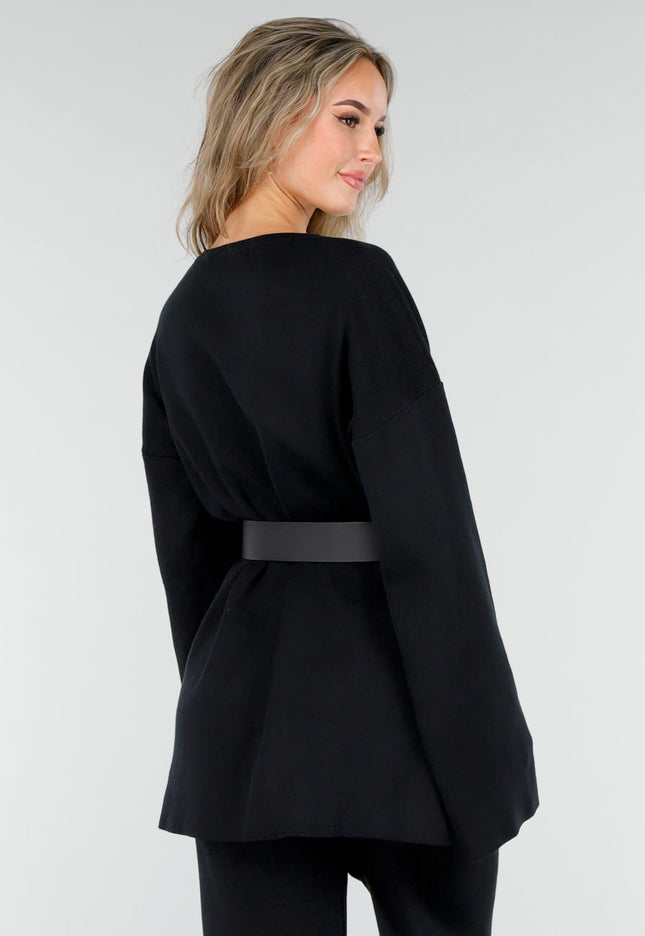 NEW081025 Two Piece Stretch Set Zwart