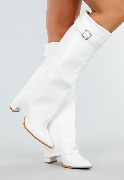 NEW081025 Witte Hoge Laarzen