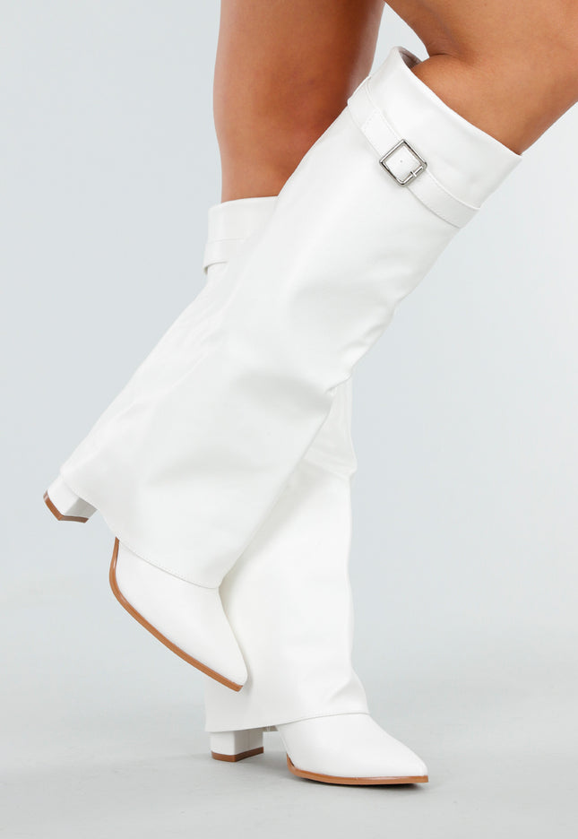 NEW081025 Witte Hoge Laarzen