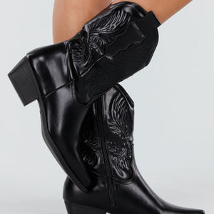 NEW081025 Zwarte Cowboylaarzen