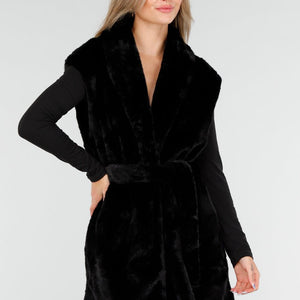 NEW081025 Zwarte Faux Fur Bodywarmer
