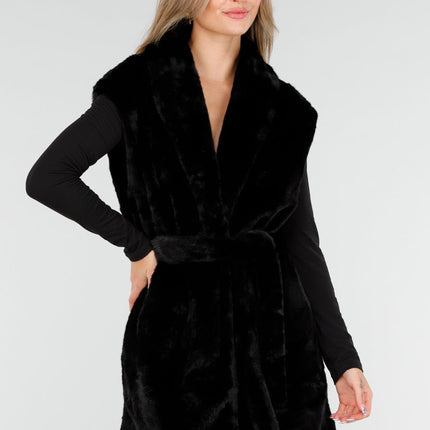 NEW081025 Zwarte Faux Fur Bodywarmer