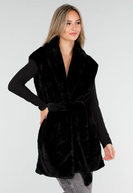 NEW081025 Zwarte Faux Fur Bodywarmer