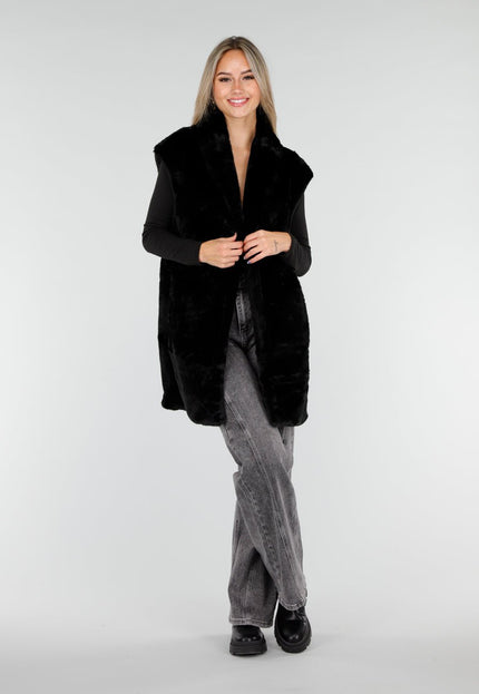 NEW081025 Zwarte Faux Fur Bodywarmer