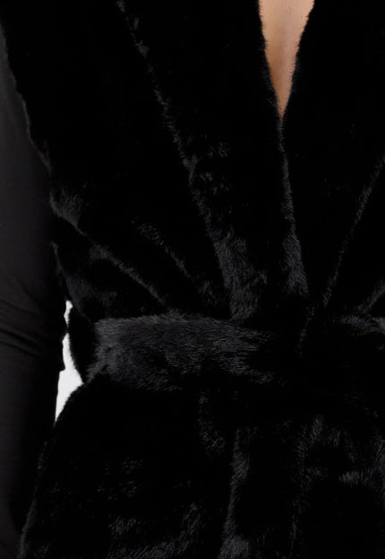 NEW081025 Zwarte Faux Fur Bodywarmer