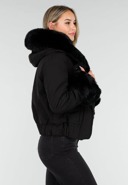 WINTER Zwarte Korte Winterjas met Bont