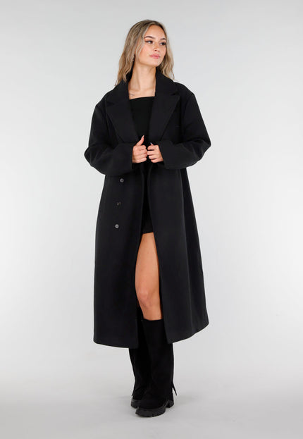 NEW081025 Zwarte Lange Mantel