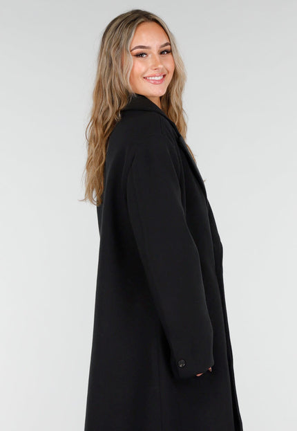 NEW081025 Zwarte Lange Mantel