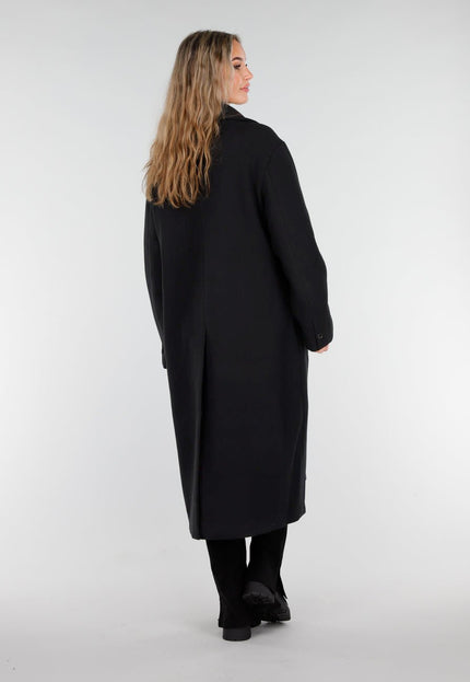 NEW081025 Zwarte Lange Mantel