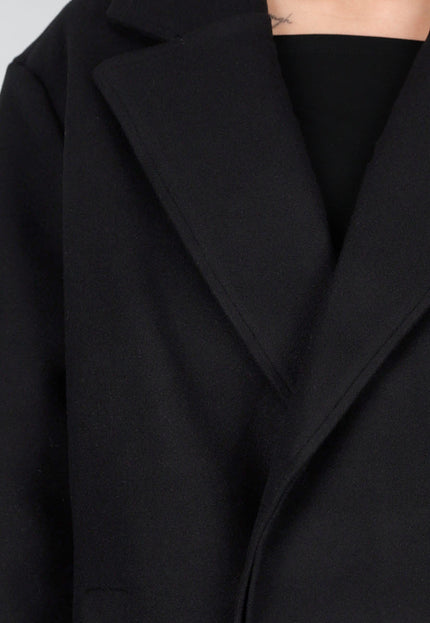 NEW081025 Zwarte Lange Mantel