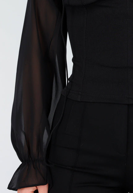 NEW081025 Zwarte Stretch Mesh Top