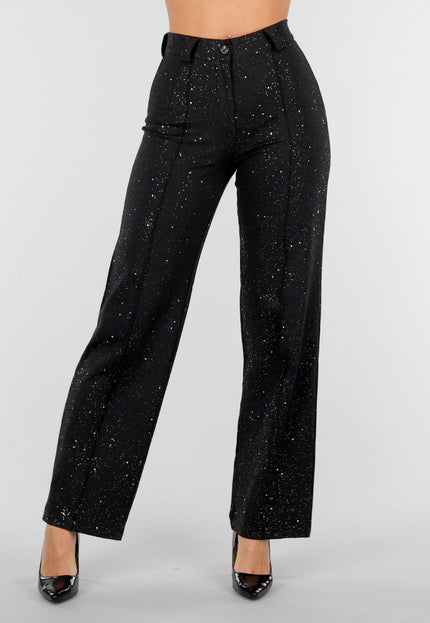 Zwarte Stretch Pantalon met Glitters