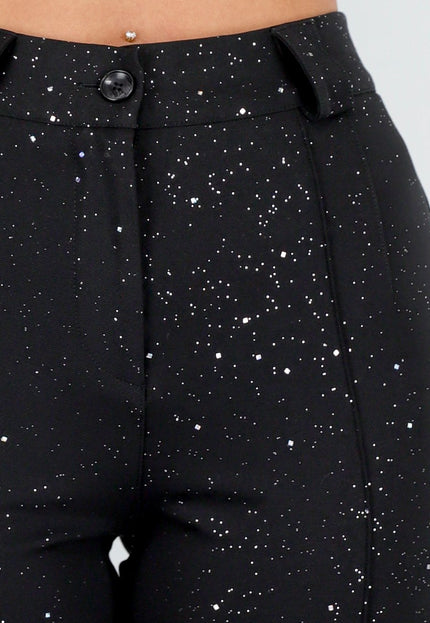 Zwarte Stretch Pantalon met Glitters