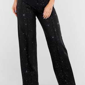 Zwarte Stretch Pantalon met Glitters