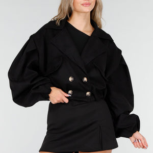 NEW081025 Zwarte Suède Look Trench