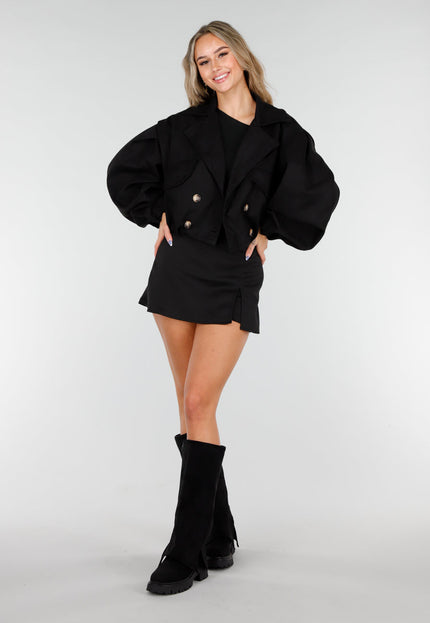 NEW081025 Zwarte Suède Look Trench