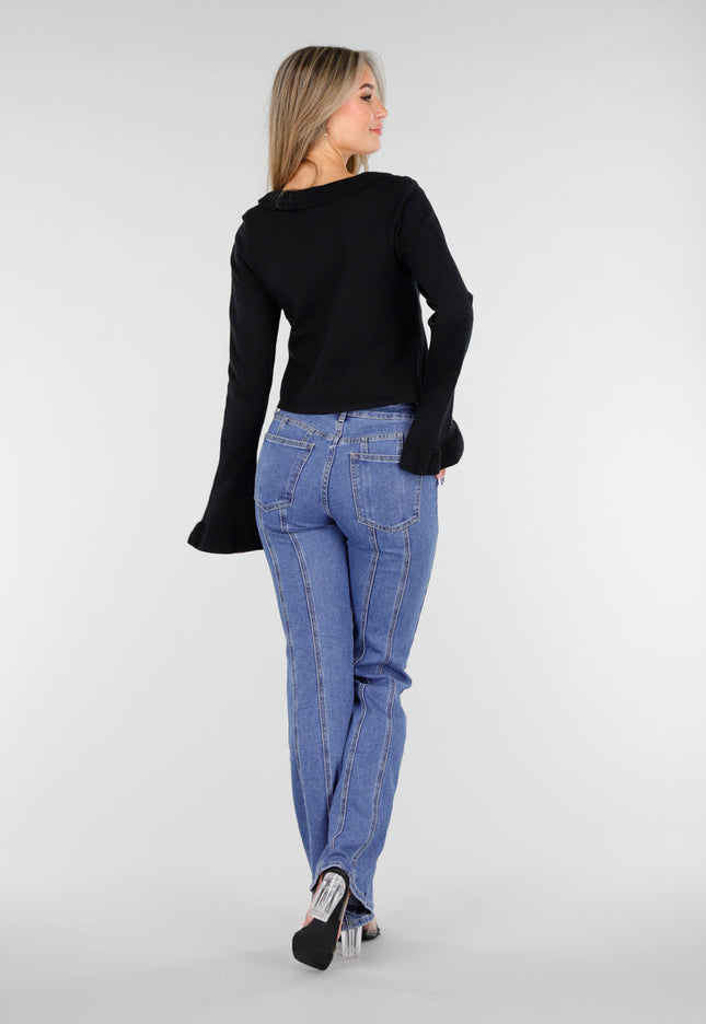 OP=OP.AV.10 Zwarte Top met Ruches