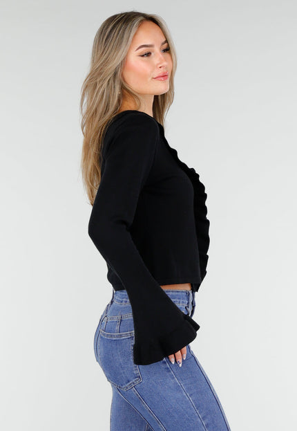 OP=OP.AV.10 Zwarte Top met Ruches