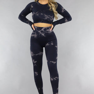NEW0811 2-Delige Donkerblauwe Sportset met Print