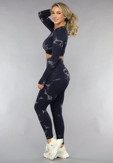 NEW0811 2-Delige Donkerblauwe Sportset met Print