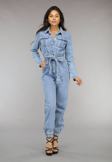NEW0811 Blauwe Longsleeve Jeans Jumpsuit