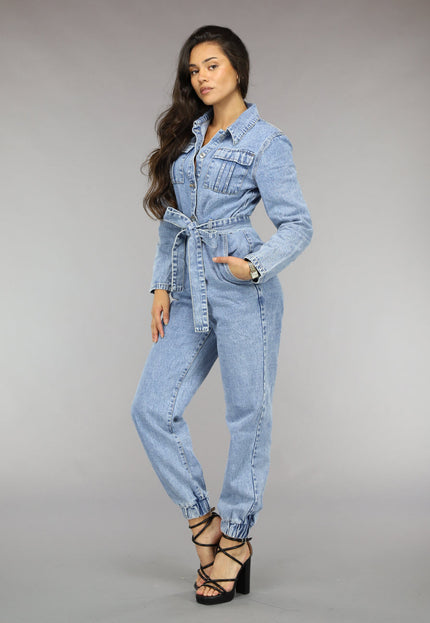 NEW0811 Blauwe Longsleeve Jeans Jumpsuit