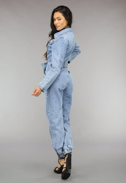 NEW0811 Blauwe Longsleeve Jeans Jumpsuit