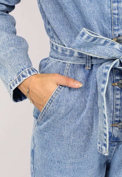 NEW0811 Blauwe Longsleeve Jeans Jumpsuit