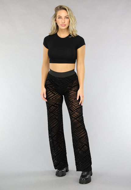 NEW0811 Cropped Zwart Rib Topje met Open Rug